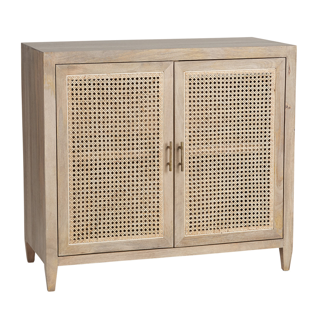 Palm Springs Mango Wood Small Sideboard with Rattan Doors