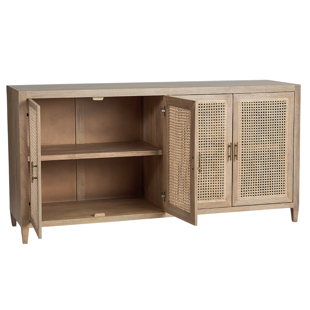 Palm Springs Mango Wood Sideboard with Rattan Doors