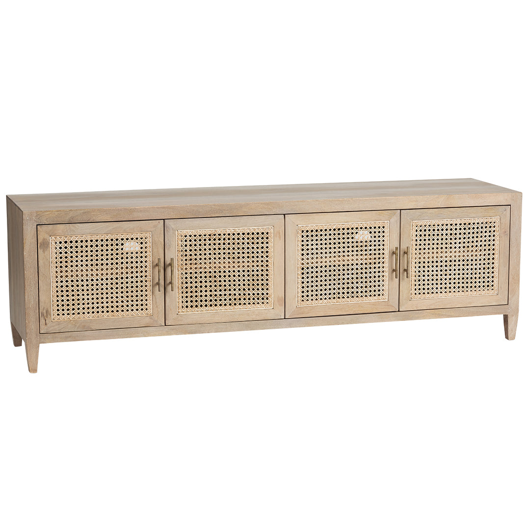 Palm Springs Mango Wood Media Unit with Rattan Drawers