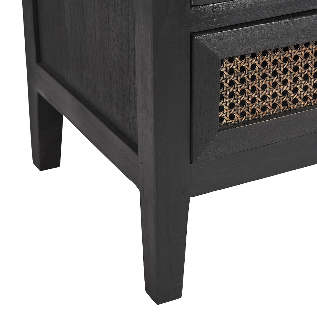 Raffles Bayur Wood Bedside Table with Rattan Finish