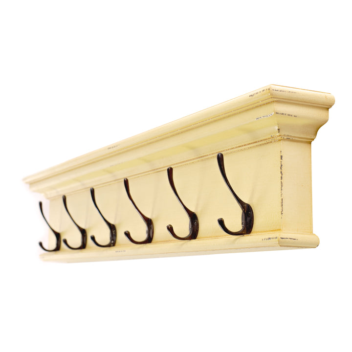 Halifax 6 Hook Coat Rack Yellow Brown Antique