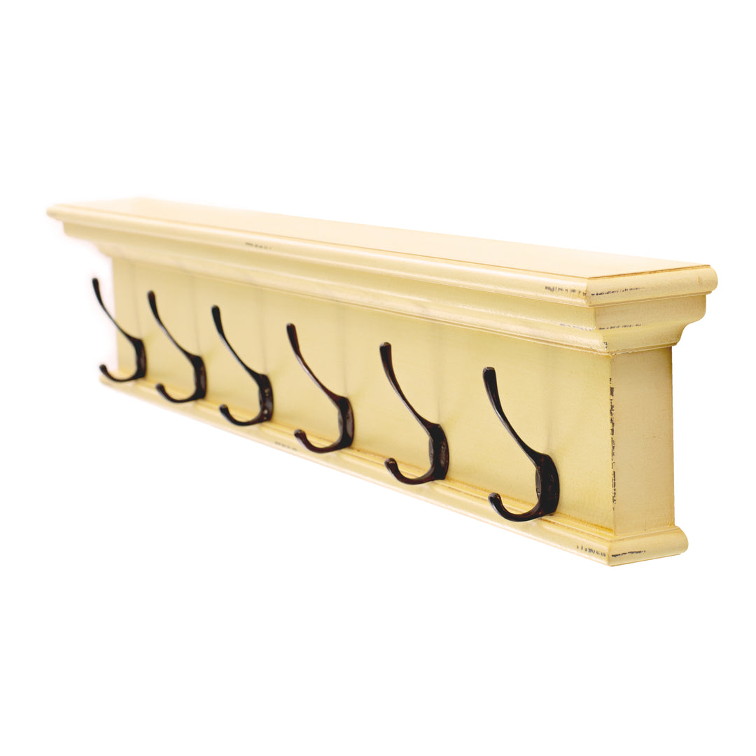 Halifax 6 Hook Coat Rack Yellow Brown Antique