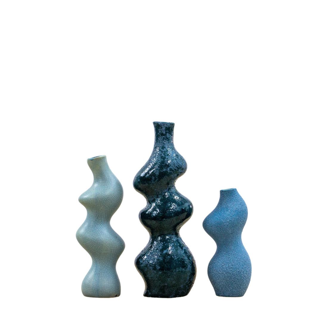 Baiano Vase Large Set of 3 Blue