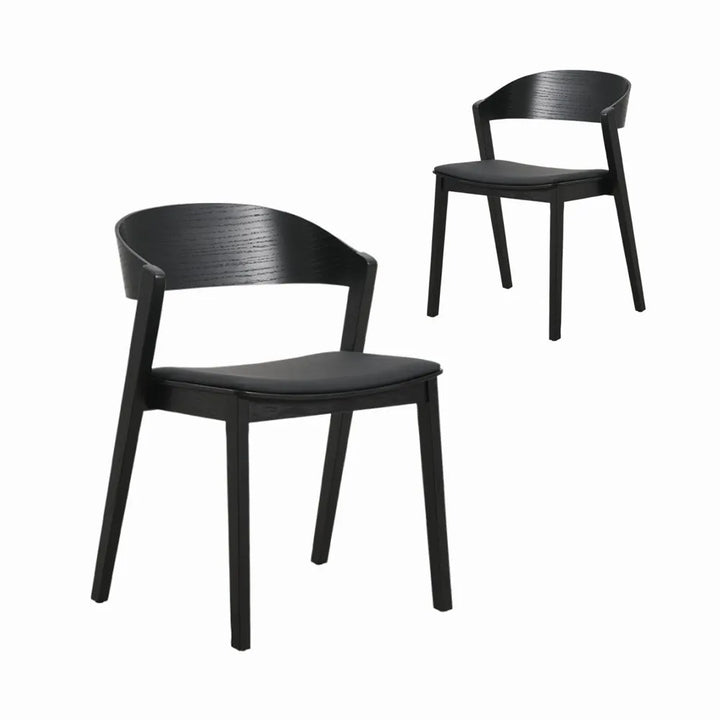 Moooi Wooden Dining Chair with Leather Seat (Set of 2)