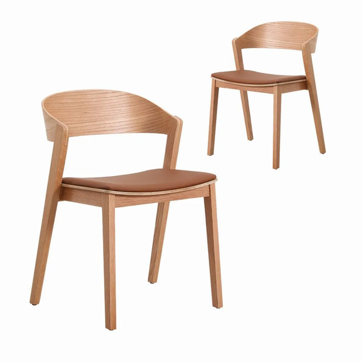 Moooi Wooden Dining Chair with Leather Seat (Set of 2)