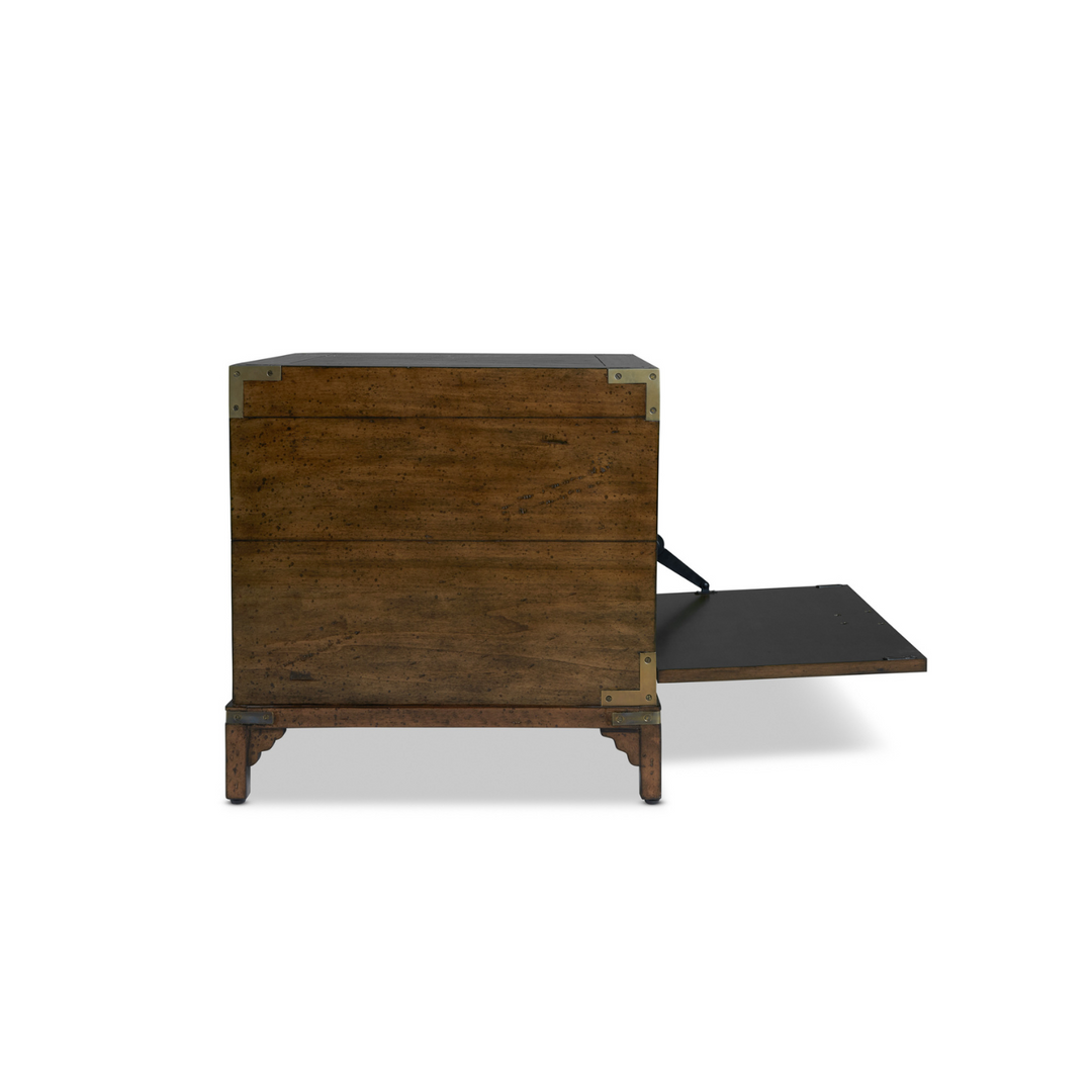 Cunard Solid American Oak Side Table with Brass Detail