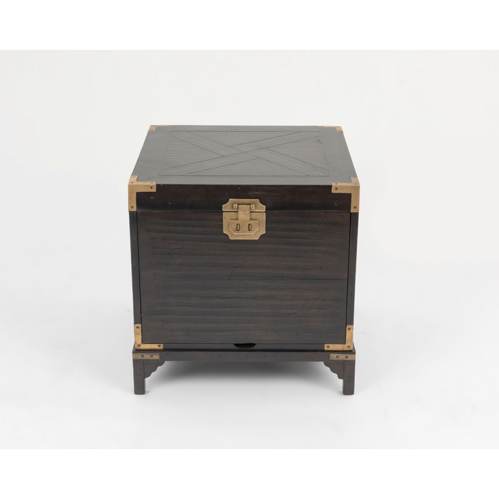 Cunard Solid American Oak Side Table with Brass Detail