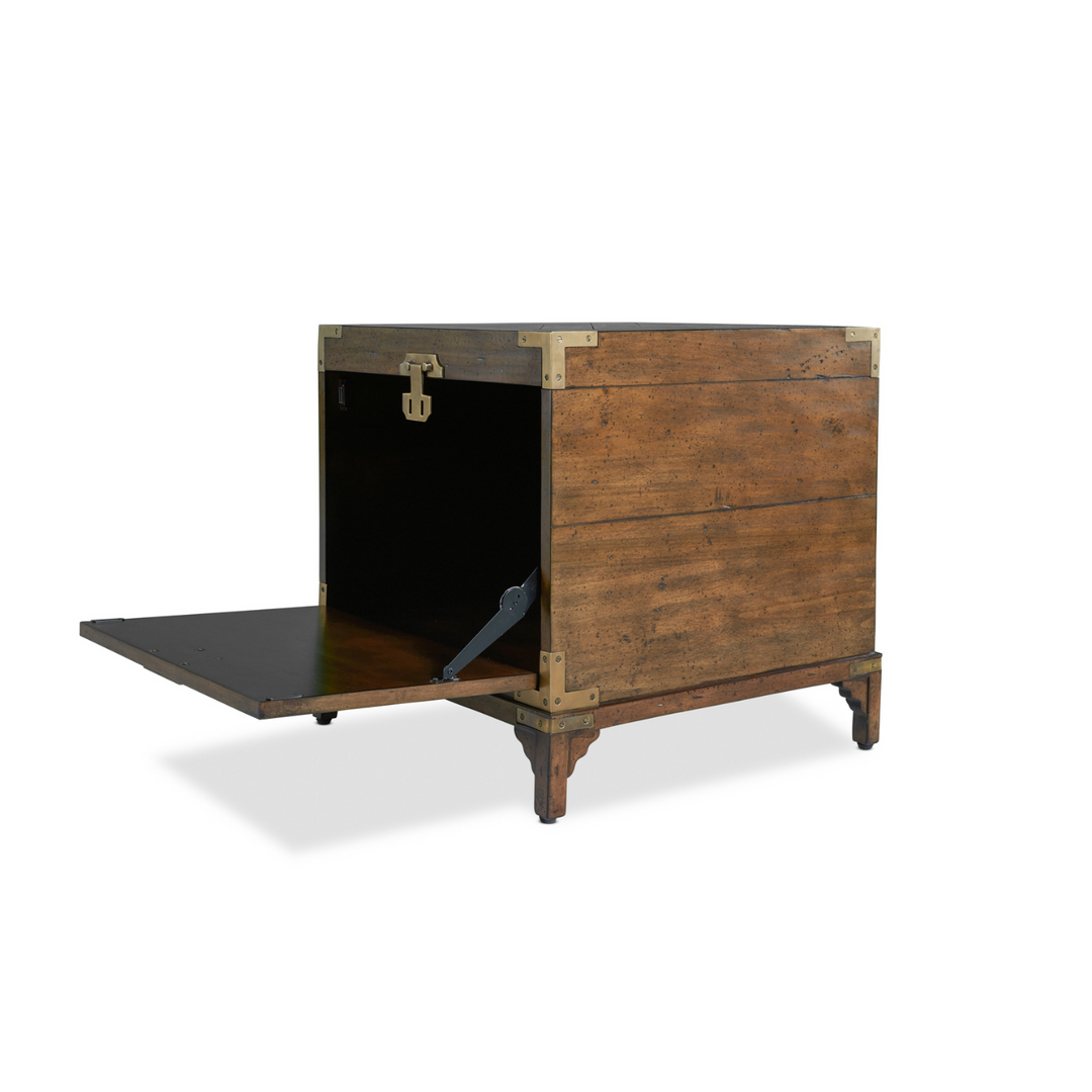 Cunard Solid American Oak Side Table with Brass Detail