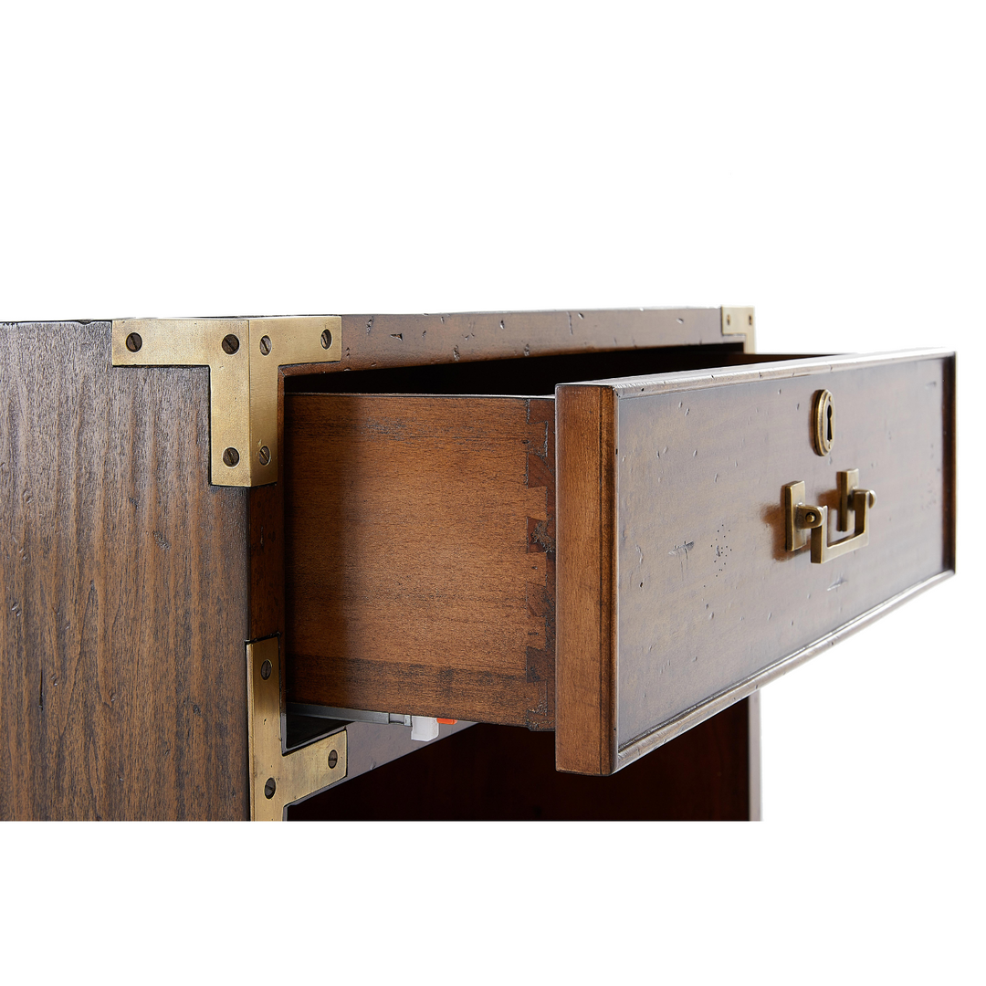 Cunard Solid Hardwood Bedside Table with Brass Detail