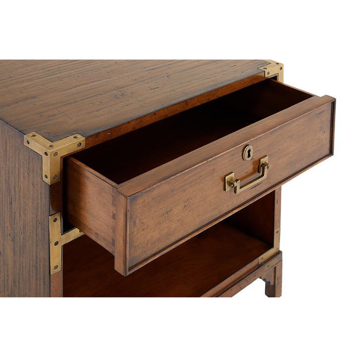 Cunard Solid Hardwood Bedside Table with Brass Detail