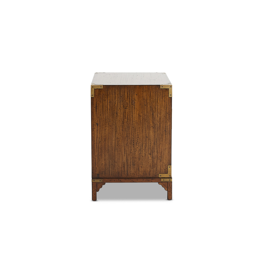 Cunard Solid Hardwood Bedside Table with Brass Detail