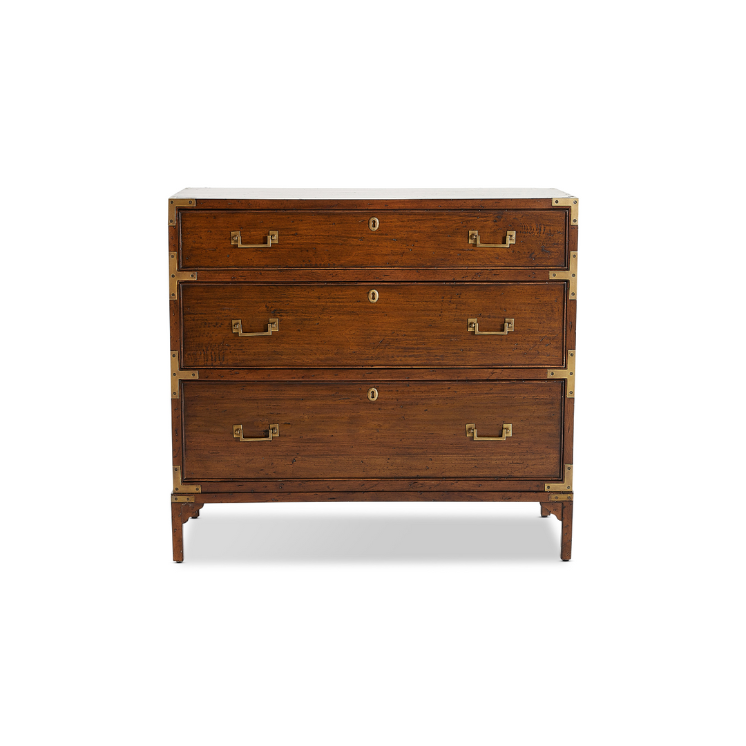 Cunard Solid Hardwood Chest of Drawers with Brass Detail