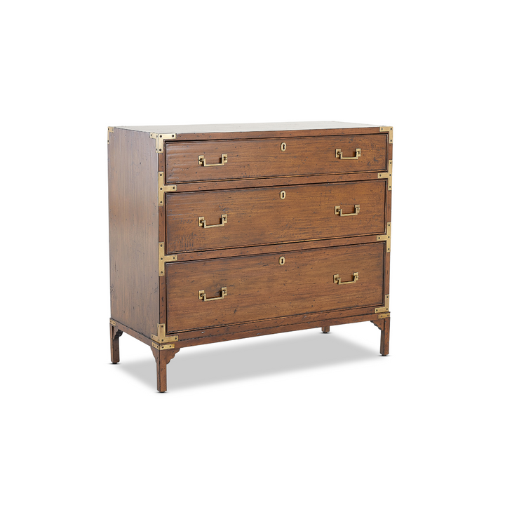 Cunard Solid Hardwood Chest of Drawers with Brass Detail