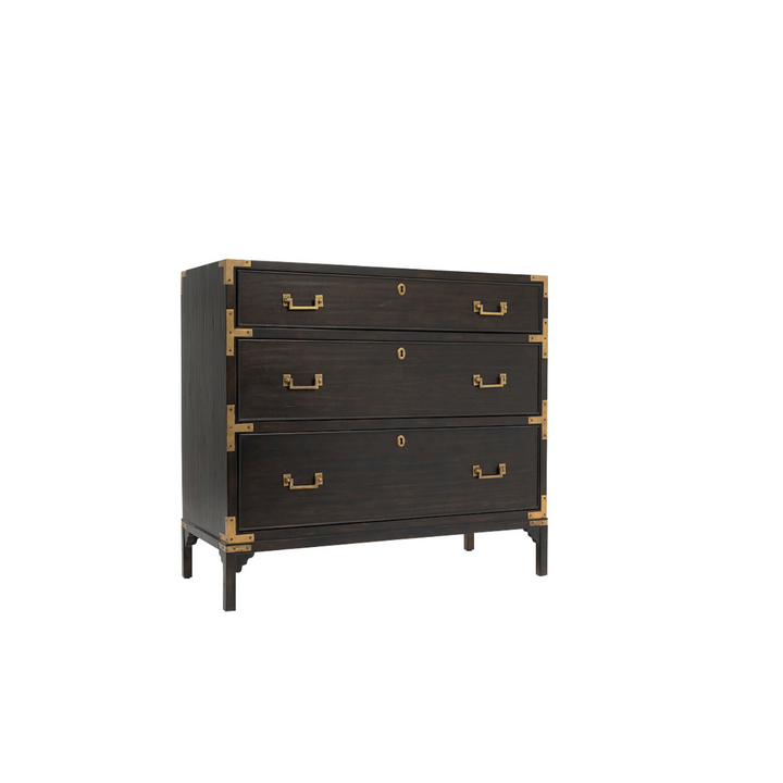 Cunard Solid Hardwood Chest of Drawers with Brass Detail