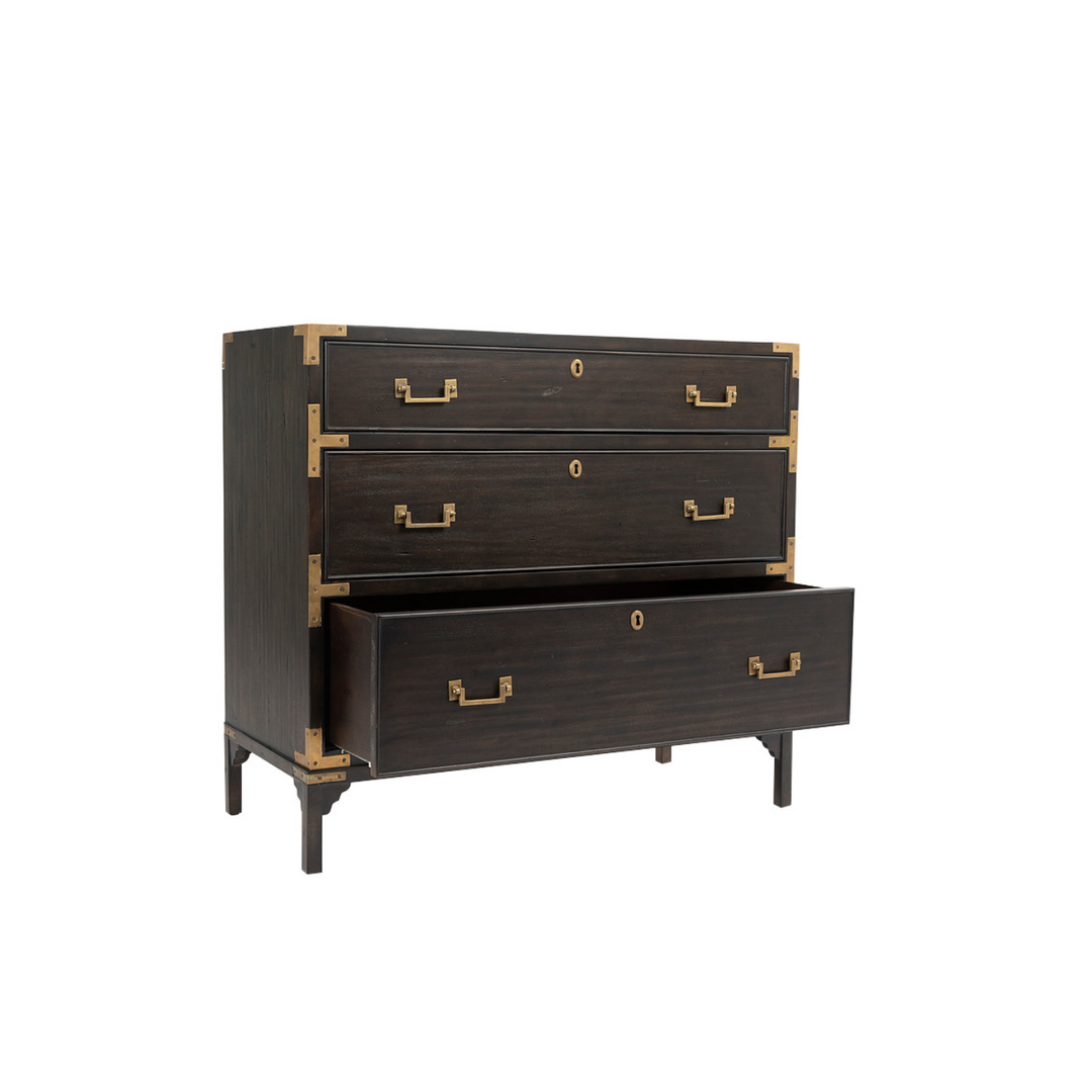 Cunard Solid Hardwood Chest of Drawers with Brass Detail