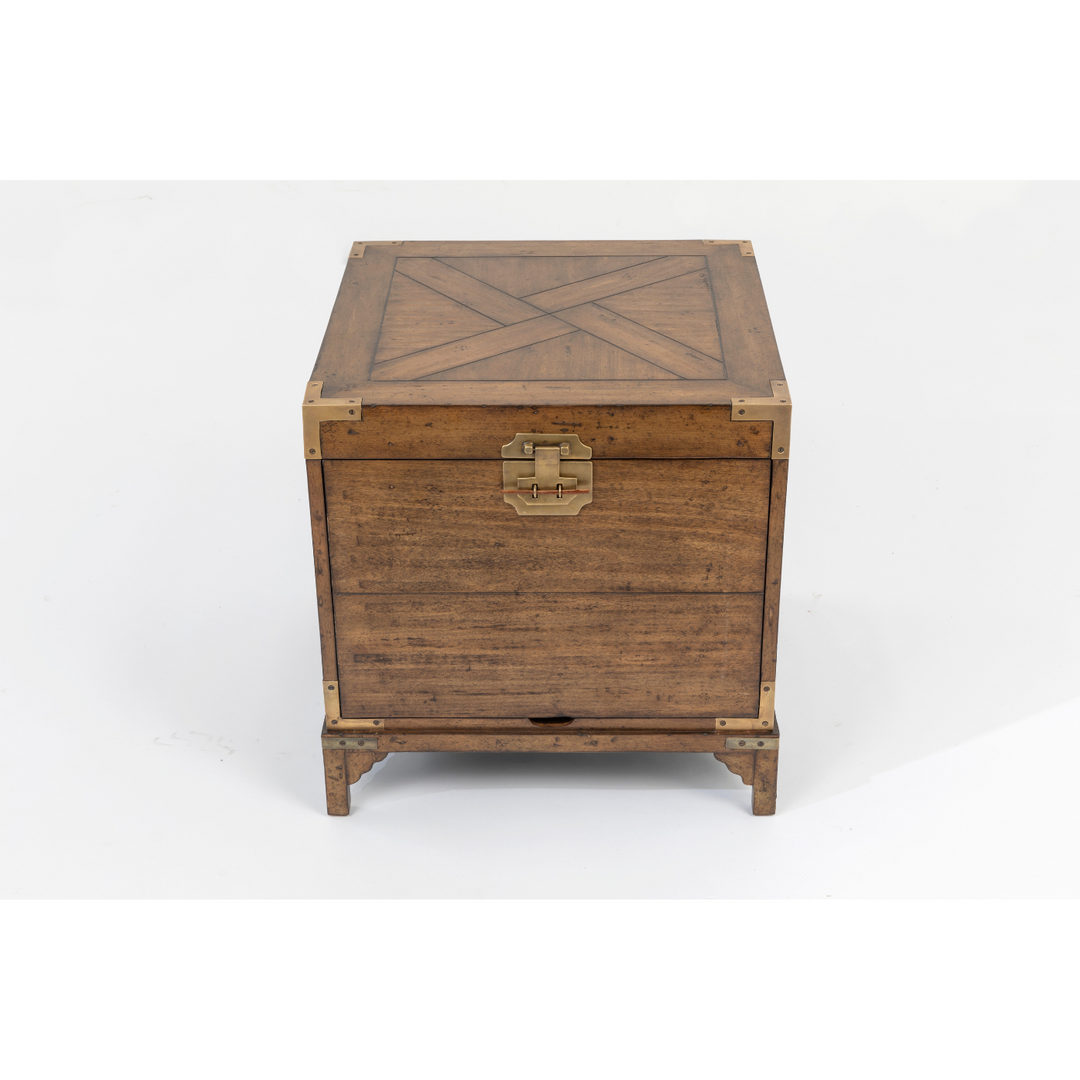 Cunard Solid American Oak Side Table with Brass Detail