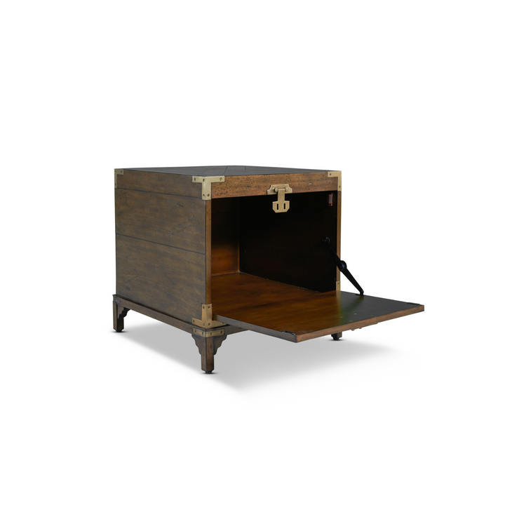 Cunard Solid American Oak Side Table with Brass Detail