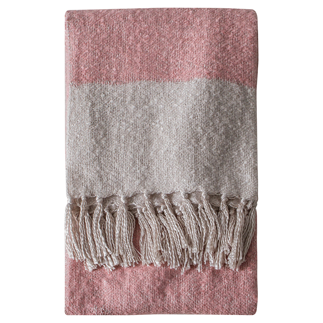 Kaihu Faux Mohair Throw Blush & Silver 1300x1800mm