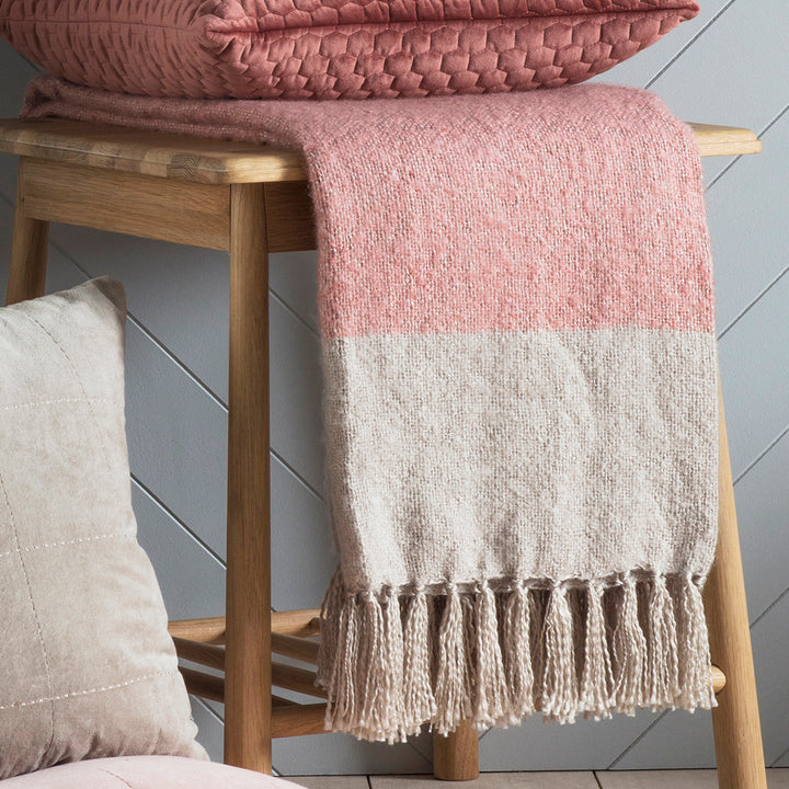 Kaihu Faux Mohair Throw Blush & Silver 1300x1800mm