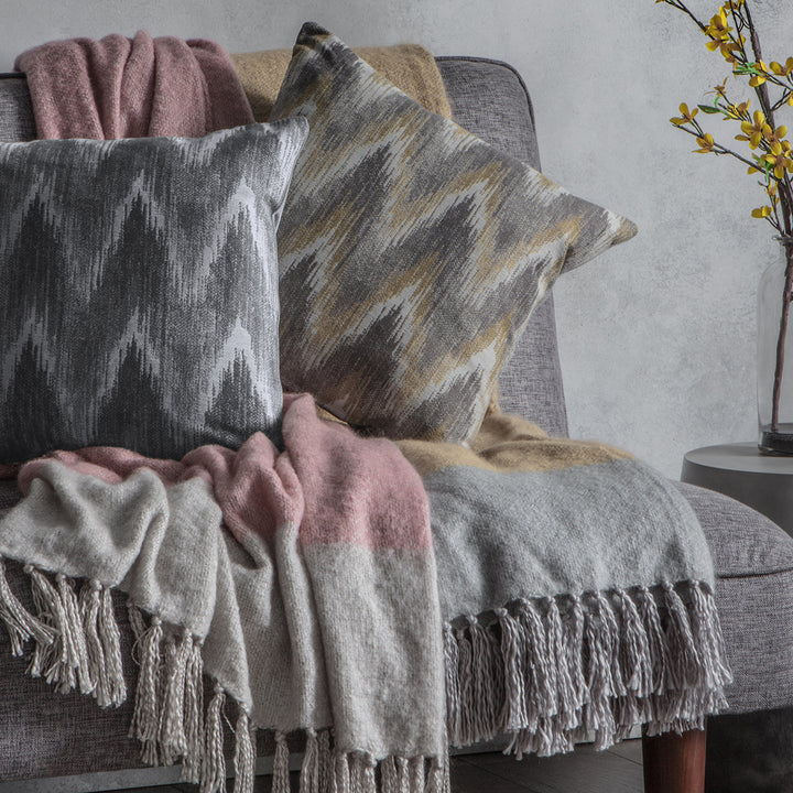 Kaihu Faux Mohair Throw Blush & Silver 1300x1800mm