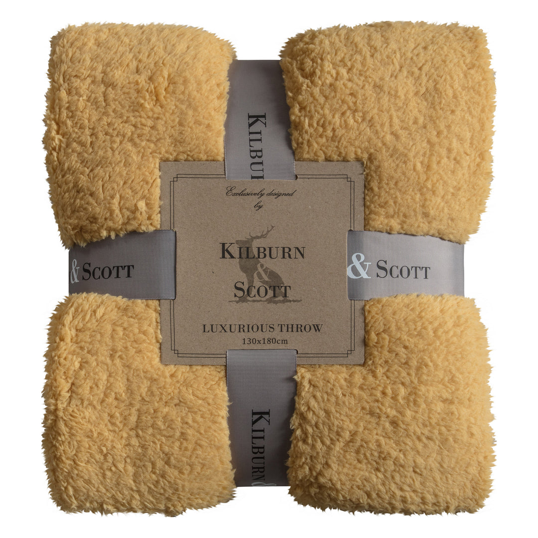 Teddy Fleece Throw Ochre 1300x1800mm