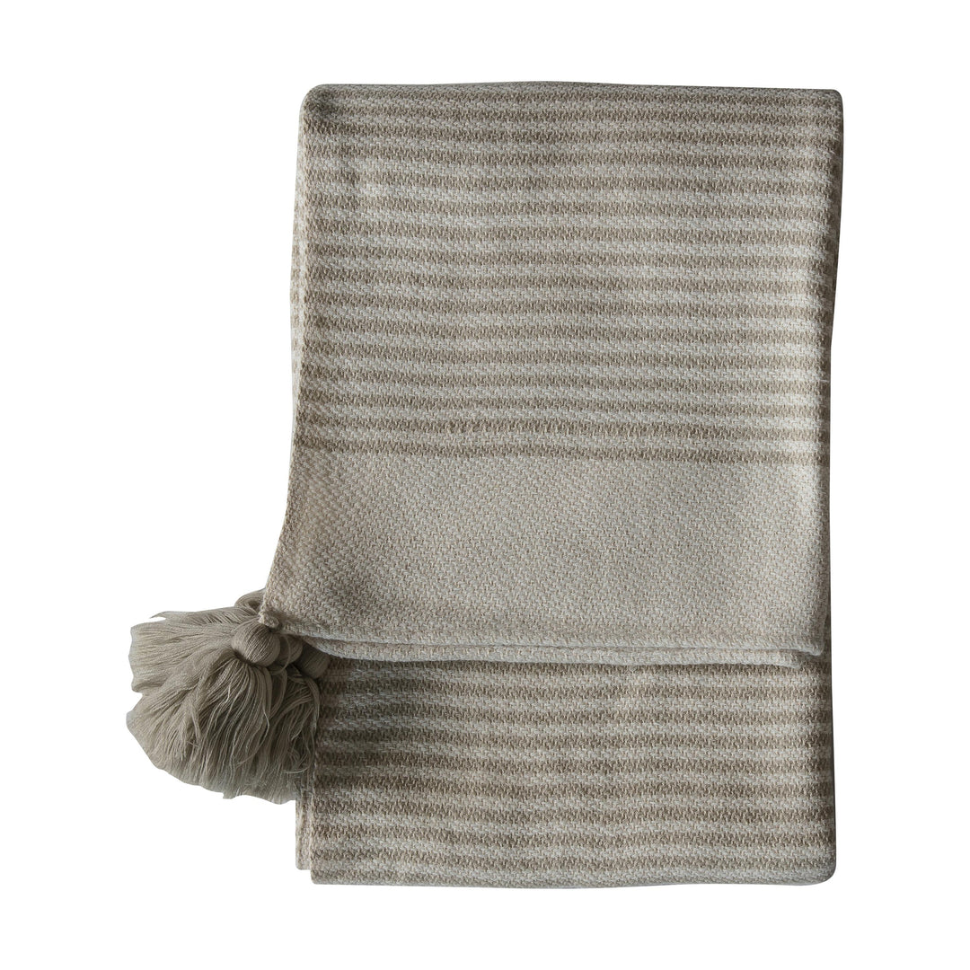 Retreat Striped Tassel Throw Cream 1300x1700mm