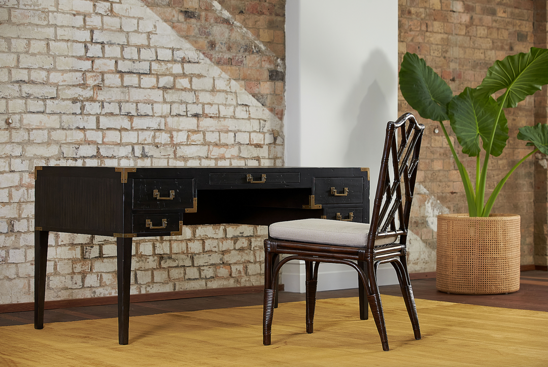 Cunard Solid Hardwood Desk with Brass Detail