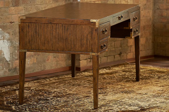 Cunard Solid Hardwood Desk with Brass Detail