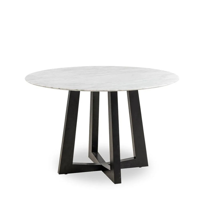 Sloan Round Timber Dining Table with Marble Top