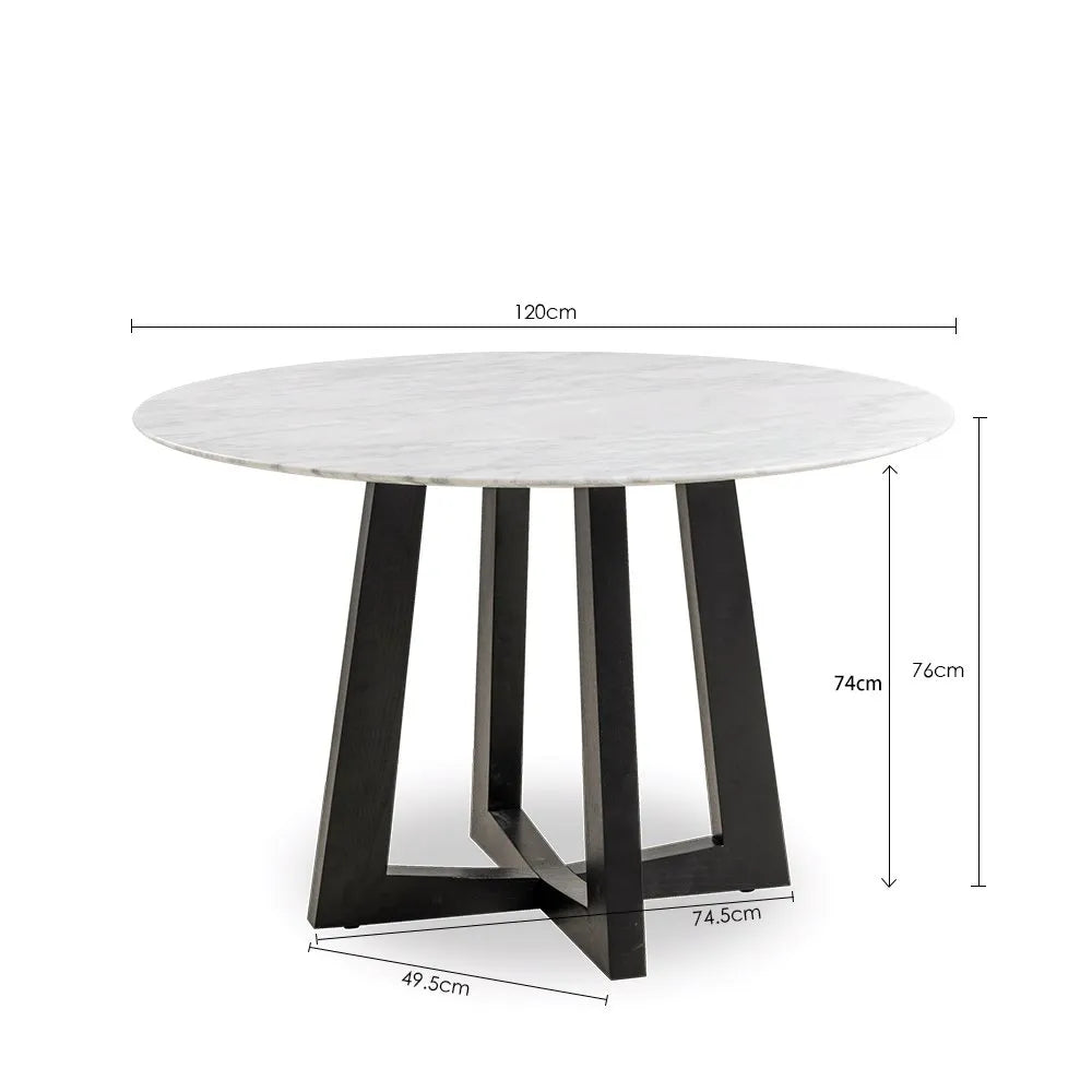 Sloan Round Timber Dining Table with Marble Top