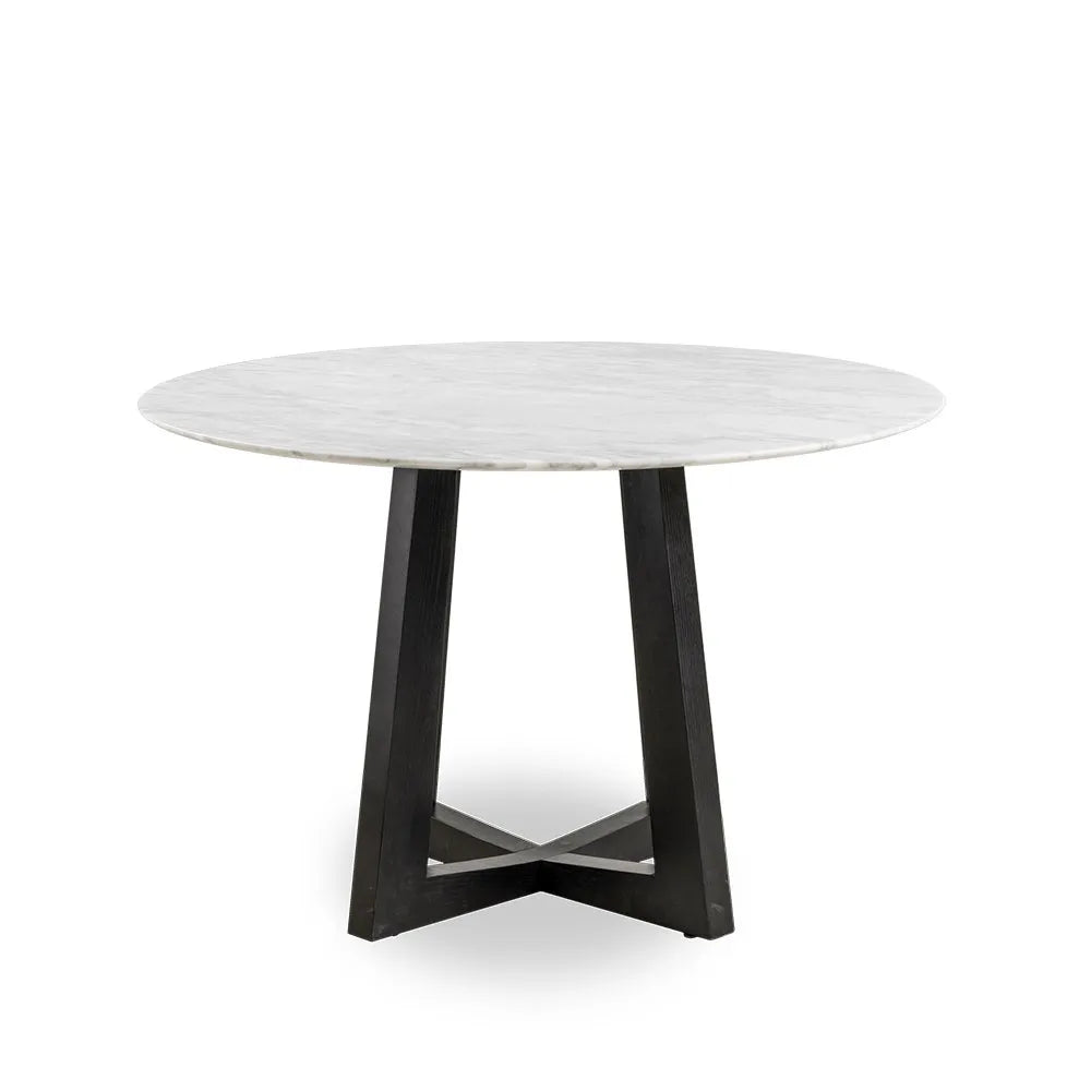 Sloan Round Timber Dining Table with Marble Top