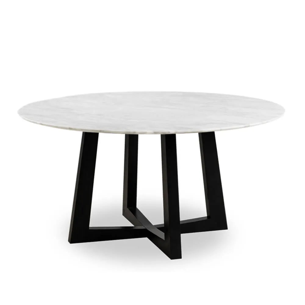 Sloan Round Timber Dining Table with Marble Top