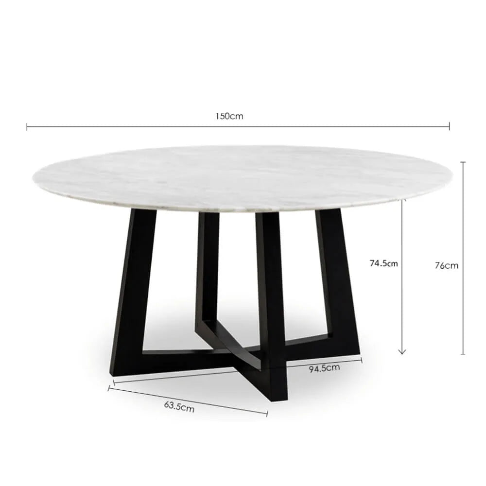 Sloan Round Timber Dining Table with Marble Top