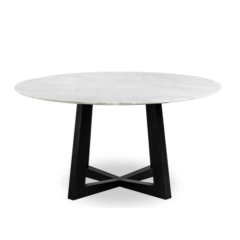 Sloan Round Timber Dining Table with Marble Top