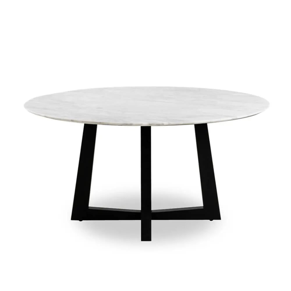 Sloan Round Timber Dining Table with Marble Top