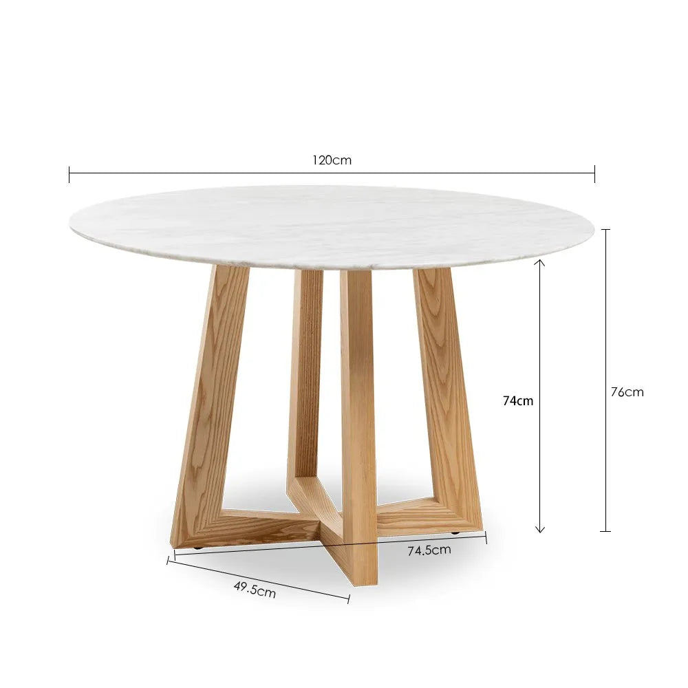 Sloan Round Timber Dining Table with Marble Top