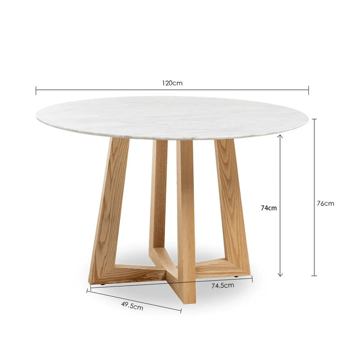 Sloan Round Timber Dining Table with Marble Top