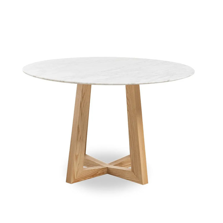 Sloan Round Timber Dining Table with Marble Top