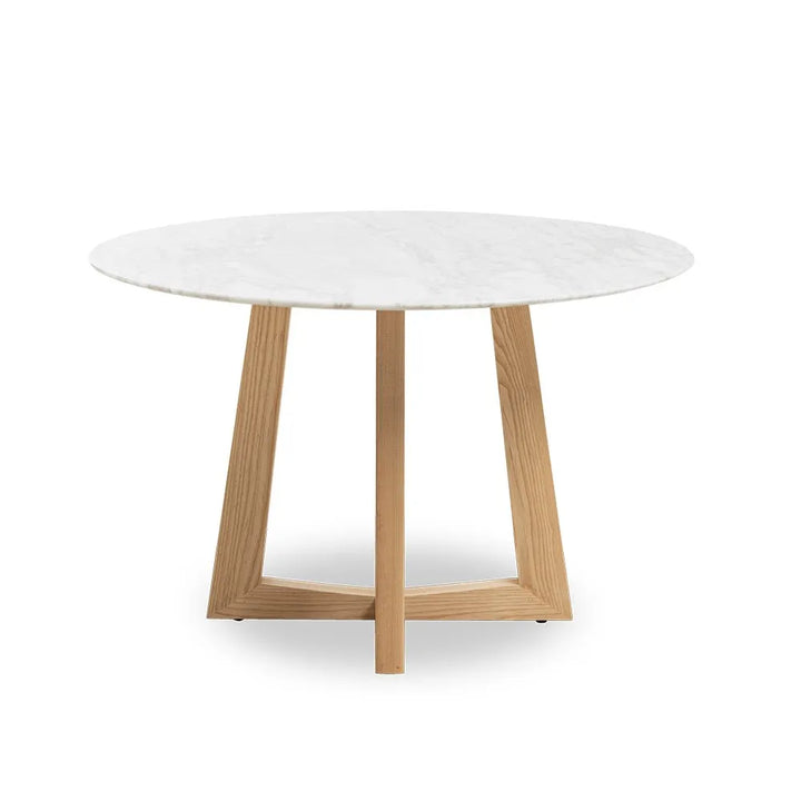 Sloan Round Timber Dining Table with Marble Top