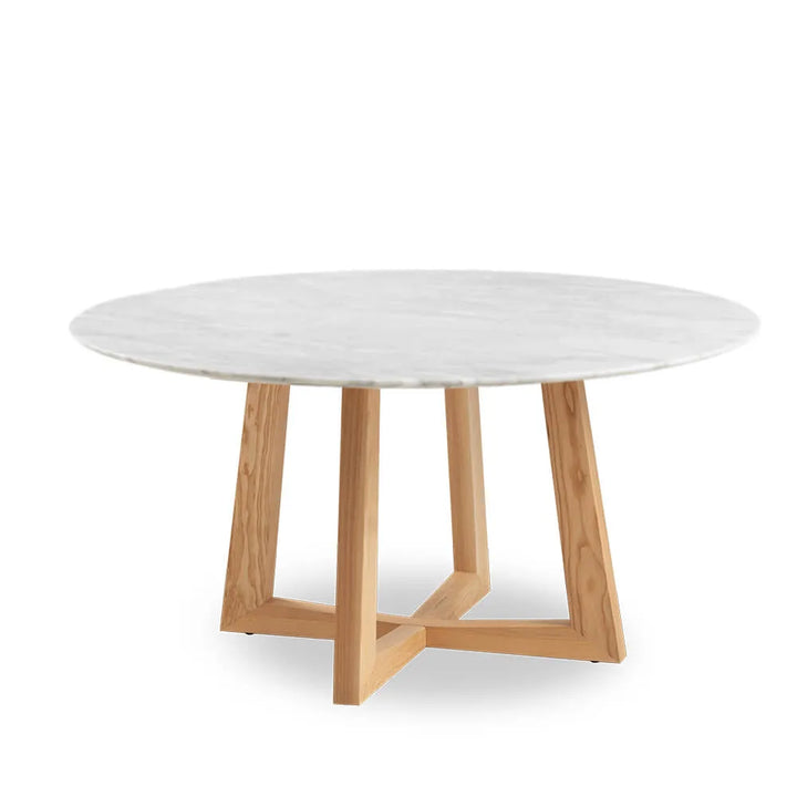 Sloan Round Timber Dining Table with Marble Top