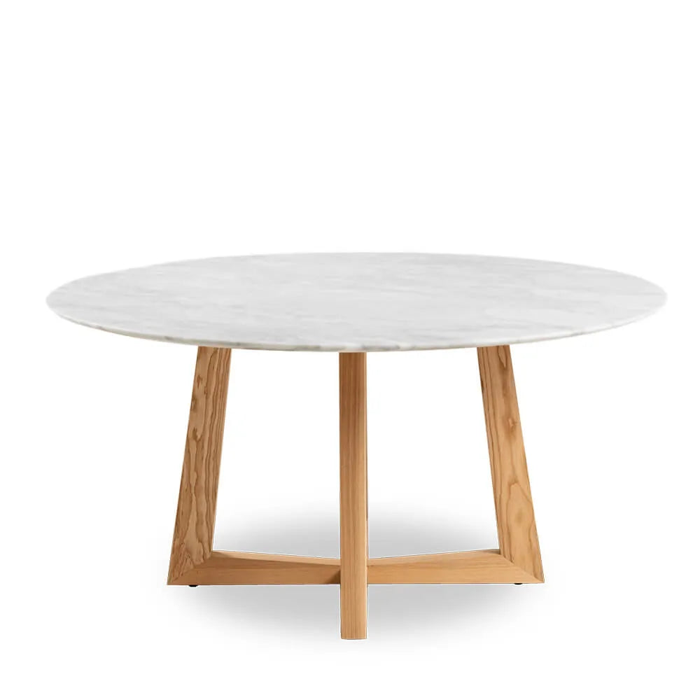 Sloan Round Timber Dining Table with Marble Top