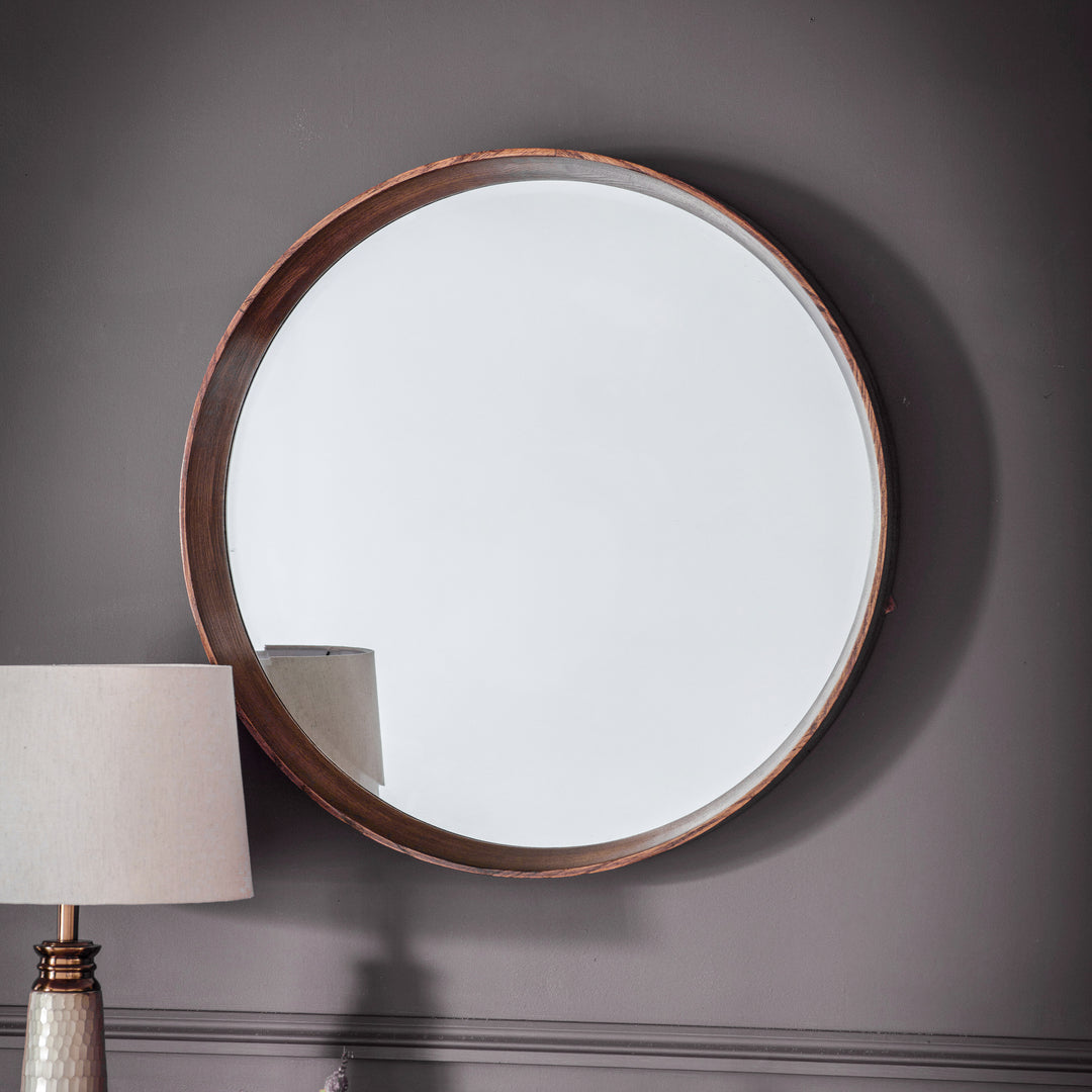 Biella Round Mirror Walnut