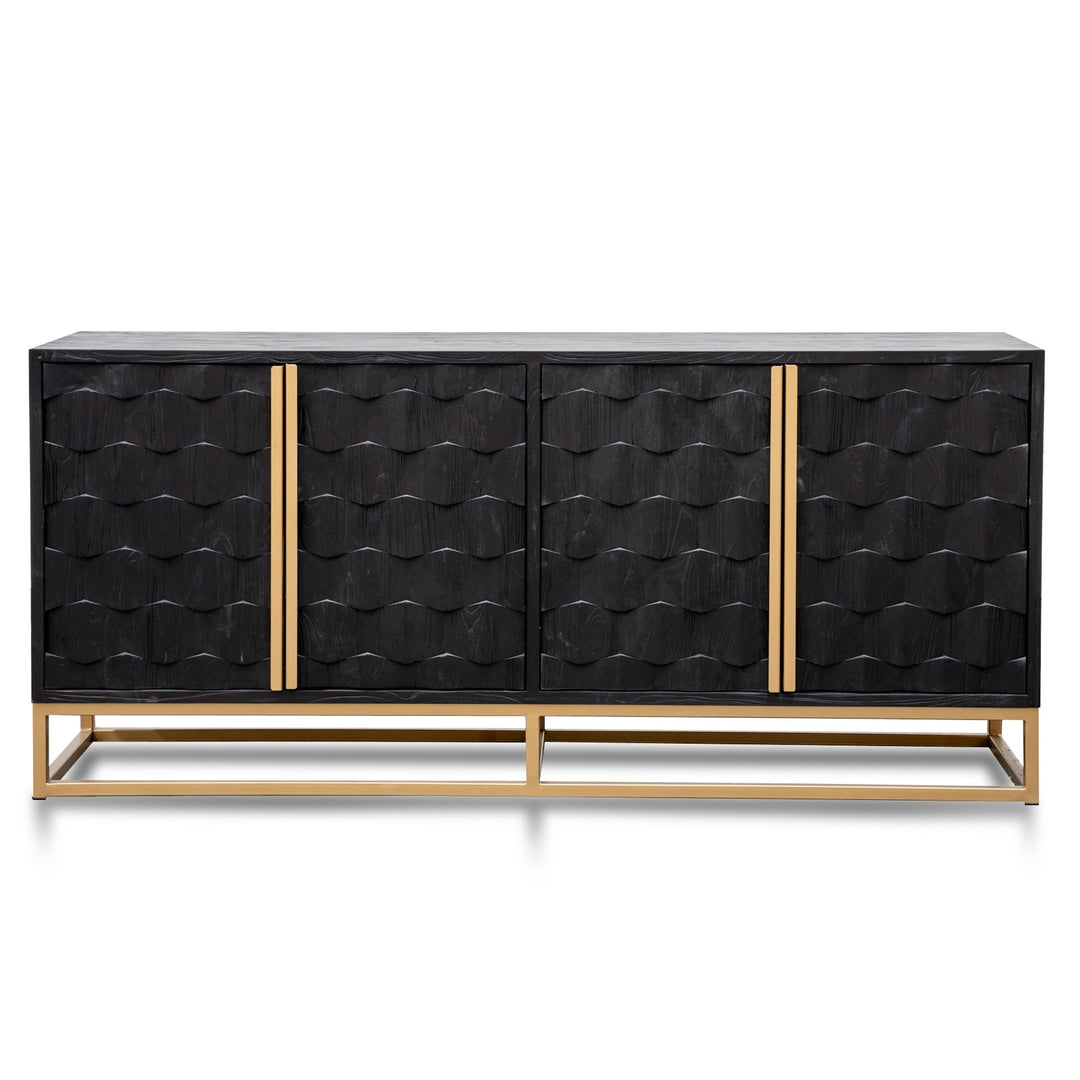 Abbotsford 1.78m Sideboard - Black Wood with Gold Handle