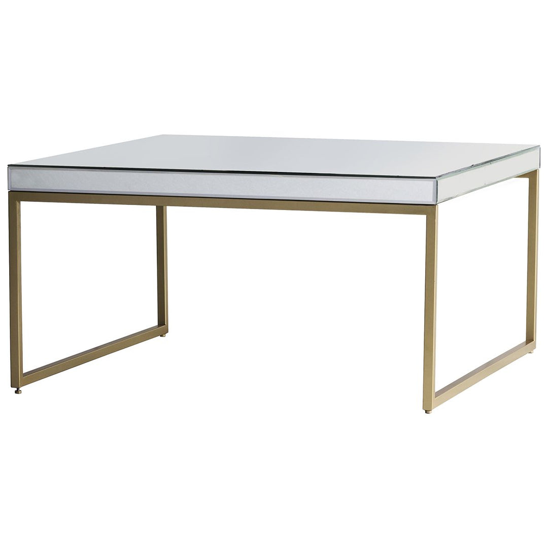 Warren Mirrored Coffee Table with Champagne Metal Base