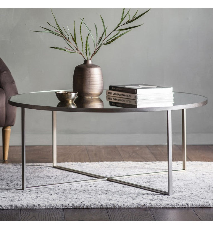 Juniper Silver Metal Coffee Table with Glass Top