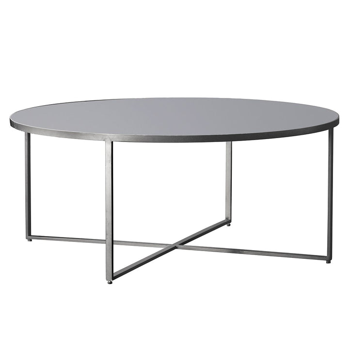 Juniper Silver Metal Coffee Table with Glass Top