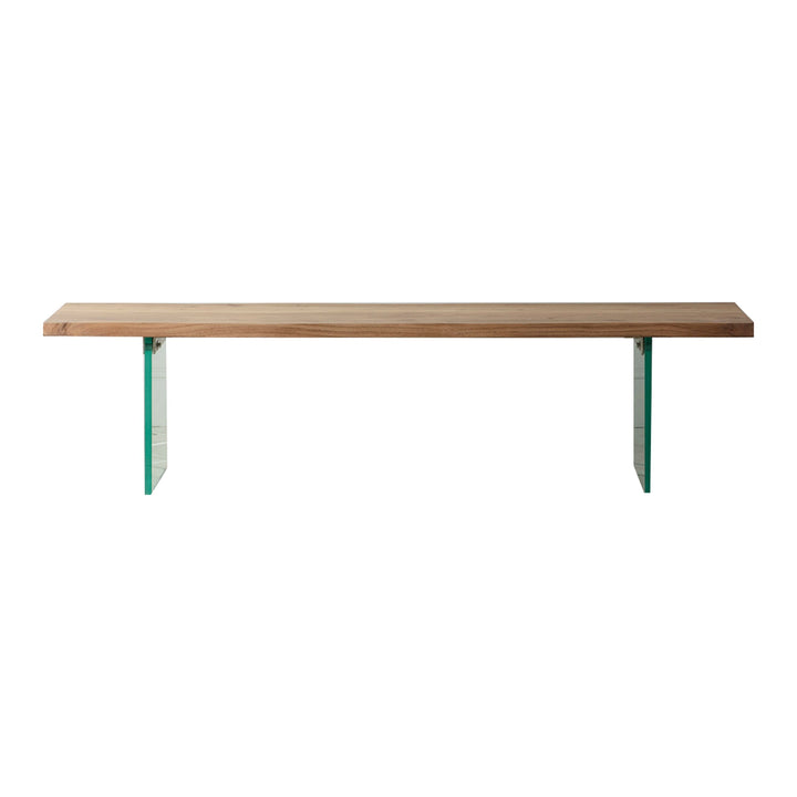 Tranquillo Acacia Wood Dining Bench with Tempered Glass Legs
