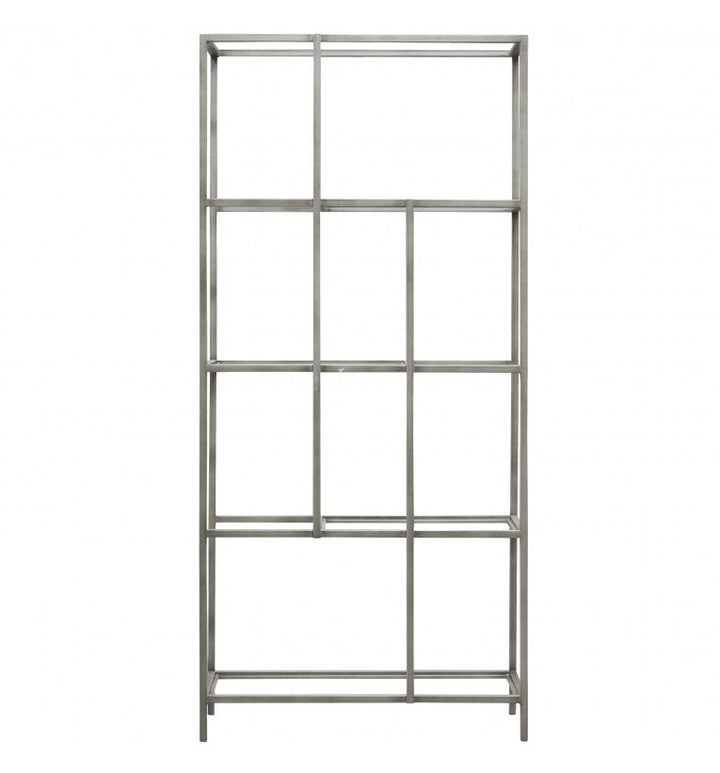 Reed Silver Iron Display Unit with Tempered Glass Shelves