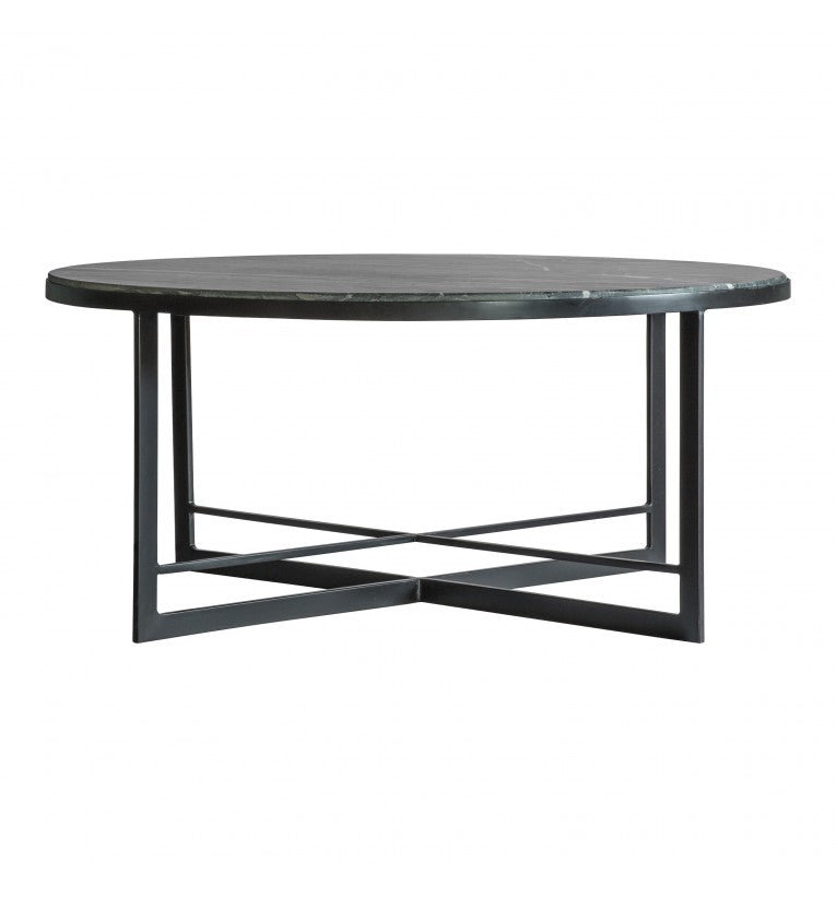 Belora Black Iron Coffee Table with Marble Top