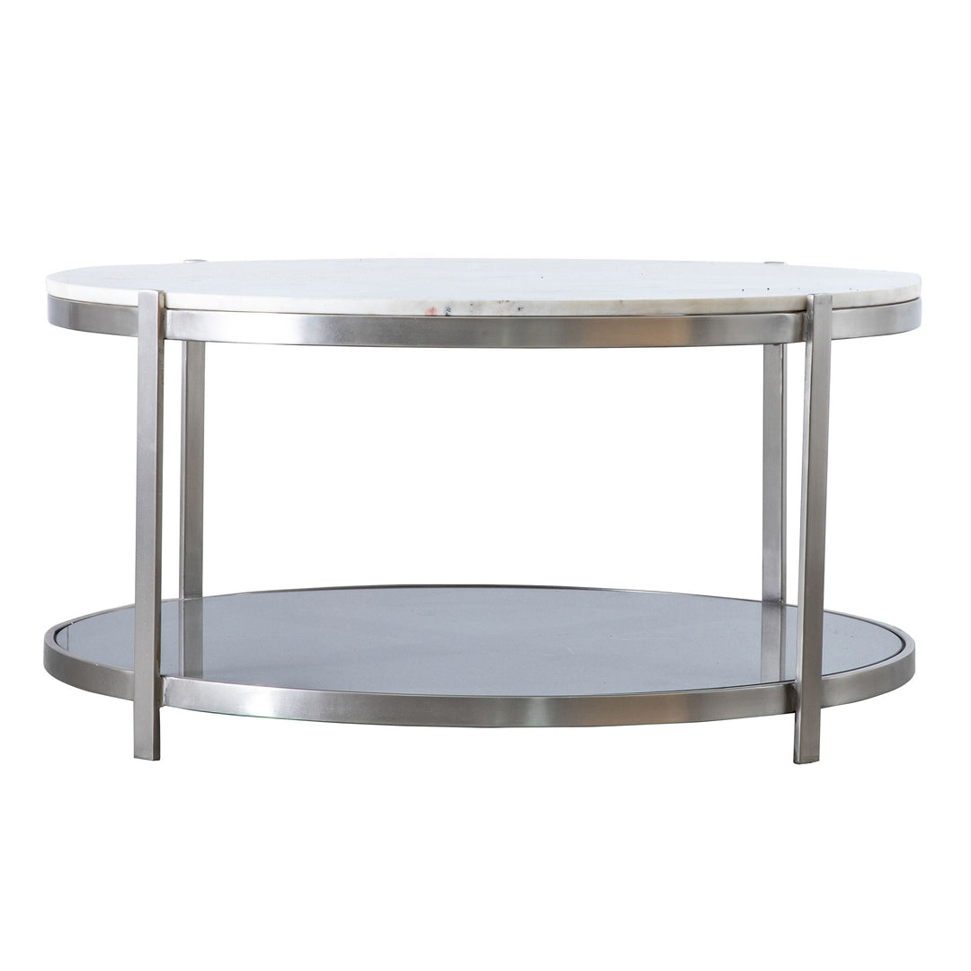 Utopia Silver Iron Coffee Table with Marble Top